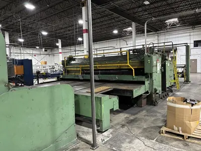 86" x 185" Universal 2 color Flexo Rotary Slotter, Sauer tooling, Sheet Stacker