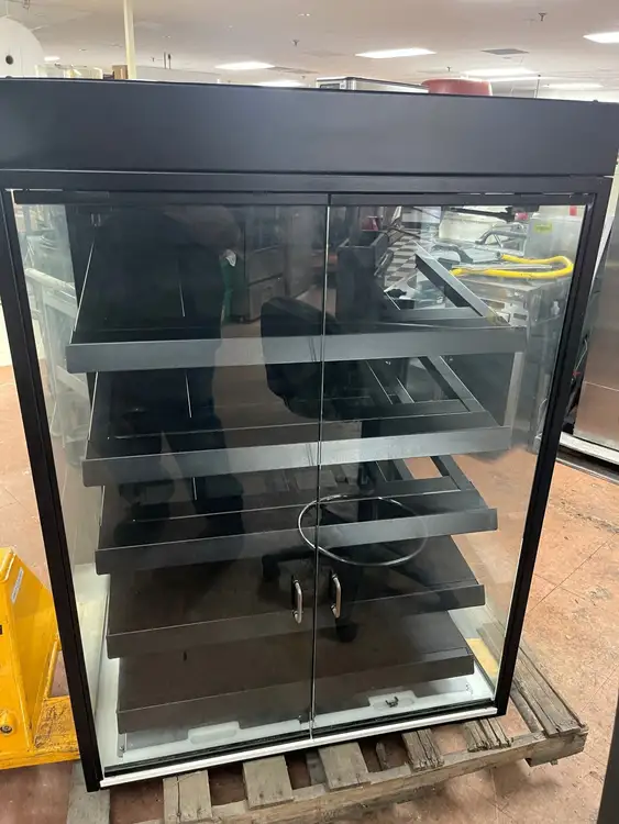 Used Royston Glass Used 38"x52" Royston Glass 2 Door lighted Display Case Merchandiser Cabinet with 5 Shelves 120V Food Displays Illinois US | Falcon Restaurant Supply #1375814