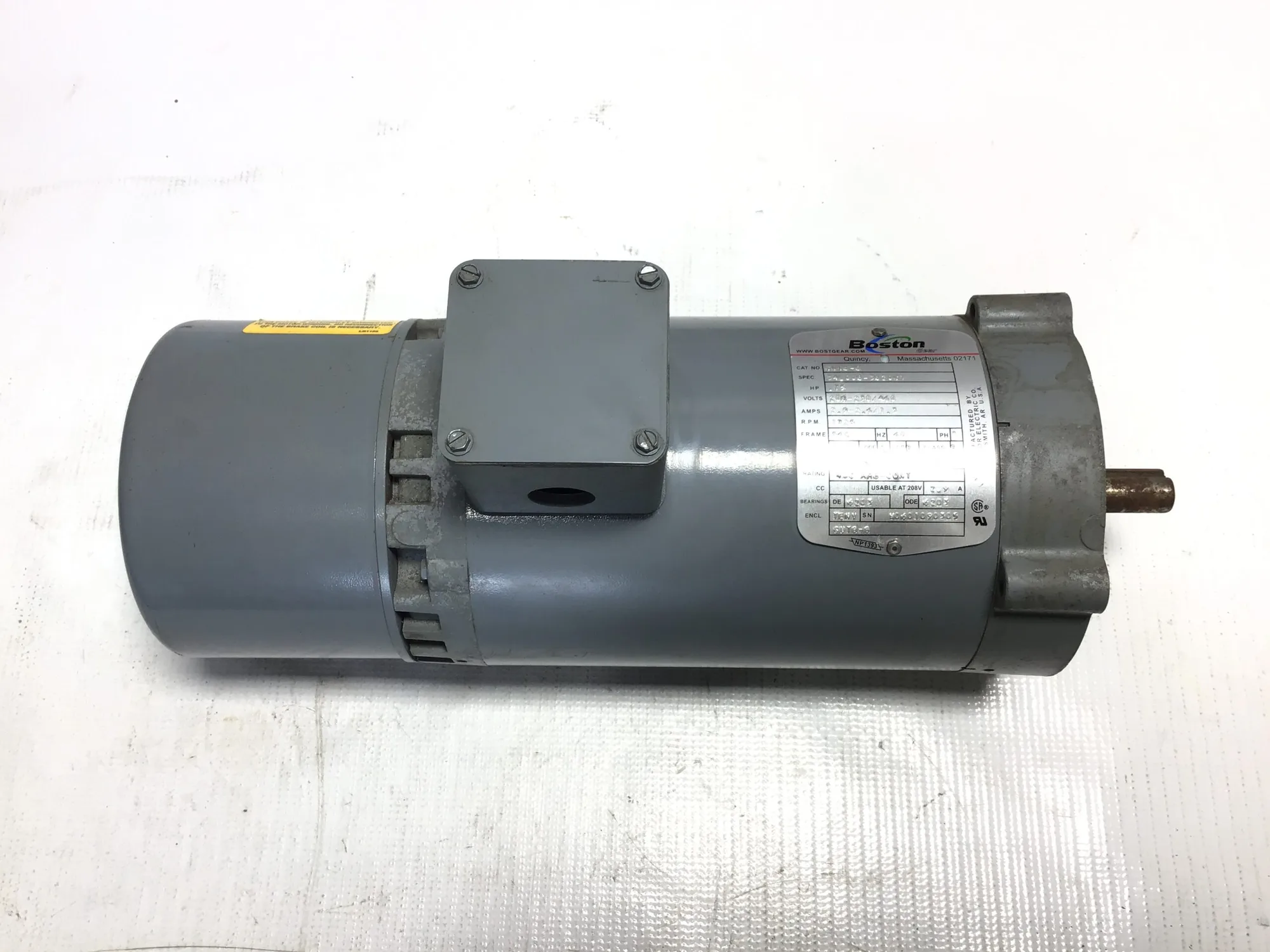Boston Gear GUTB-B Motor Brake .75HP 60Hz 1725RPM 3PH 208-230/460V  56C Frame
