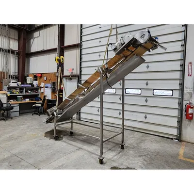 Used 17"W X 13'-3"L Stainless Steel Trough Vinyl Belt Conveyor