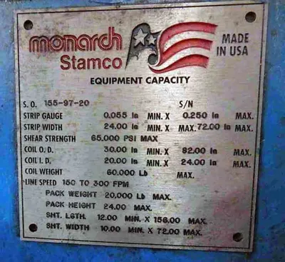 0.250" x 6' Stamco Hi Speed Shear