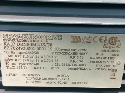 Used SEWEURODRIVE KA37DRN80M4/IS/TF Motors (misc) Ohio US | HGR 24 #1517022