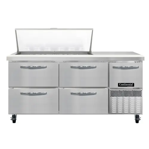 Continental RA68N18M-D 68" Pizza Prep Table W/ Refrigerated Base, 115v