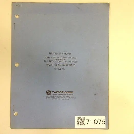 Used TAYLOR DUNN M3-001-02 Manuals Michigan US | Ideal Machinery #567295
