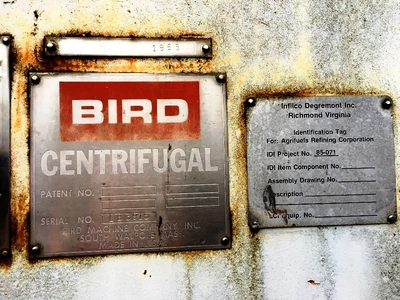Bird 6150 solid bowl decanter centrifuge, SS.