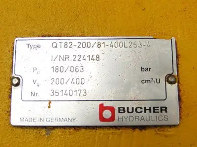 Bucher QT82-200/81-400L253-4 Hydraulic Double Pump 76/154 GPM 913/2610 PSI