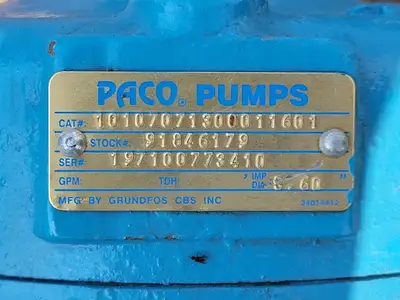 USED PACO PUMPS 10-10707-13000-11601