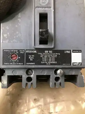 Westinghouse HFB3045ML 5A 3 Pole Magnetic Trip Circuit Breaker 600VAC