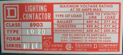 NEW SQUARE D 8903-LG-60 LIGHTING CONTACTOR 8903LG60 8903-L0-20