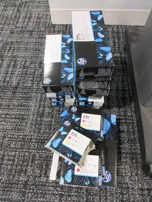 HP DESIGN JET LARGE FORMAT PRINTER WITH PAPER AND INK