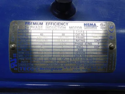 TECO Westinghouse DTP0054G Motor Frame 184T 60Hz 230/460V 50Hz 190/380V New