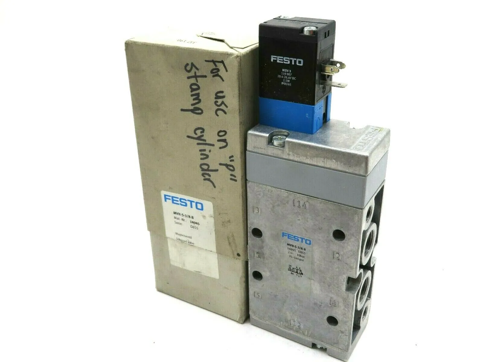 NEW FESTO MVH-5-38-B SOLENOID VALVE 14945 MVH538B