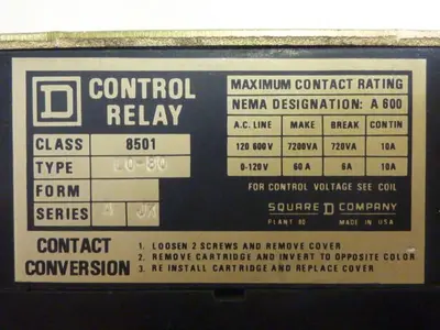 USED SQUARE D 8501-L0-80