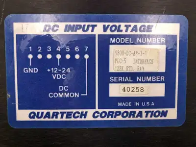 Quartech 9800-DC-AP-3-1 PLC-5 Operator Interface Terminal