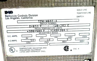 NEW BARKSDALE T2H-H602-A TEMPERATURE SWITCH T2HH602A