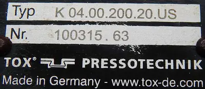 USED TOX PRESSOTECHNIK K 04.00.200.20 US