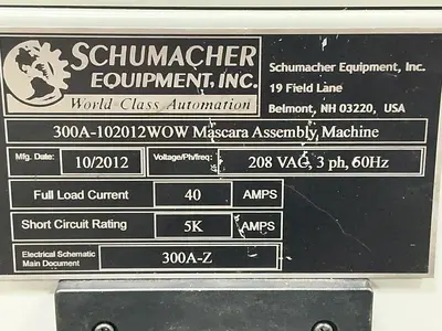 Used 2012 SCHUMACHER EQUIPMENT. INC. 300A102012WOW Assembly Machines Ohio US | HGR 24 #1411354