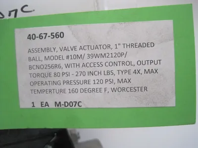 NEW WORCESTER FLOWSERVE 10M-39WMS120 CONTROL VALVE 10M 39 WMS 1" BALL VALVE