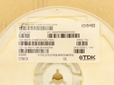 TDK C1608C0G1H220J080AA 
Ceramic Capacitors 22 pF ± 5% 50V 4000 Pieces