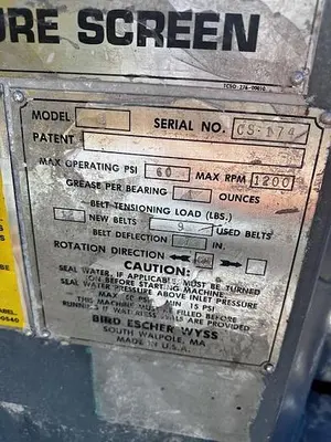 Voith Bird Esher Wyss Axiguard 3 Pressure Screen