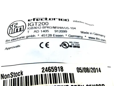 NEW IFM EFECTOR IGT200 INDUCTIVE SENSOR IGB3012-BPKG/M/V4A/US-104