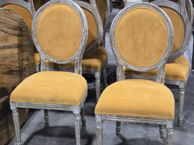 Lot of (2) Distressed Finish Wood Frame Oval Back Accent Chair - Manchester by Linon
