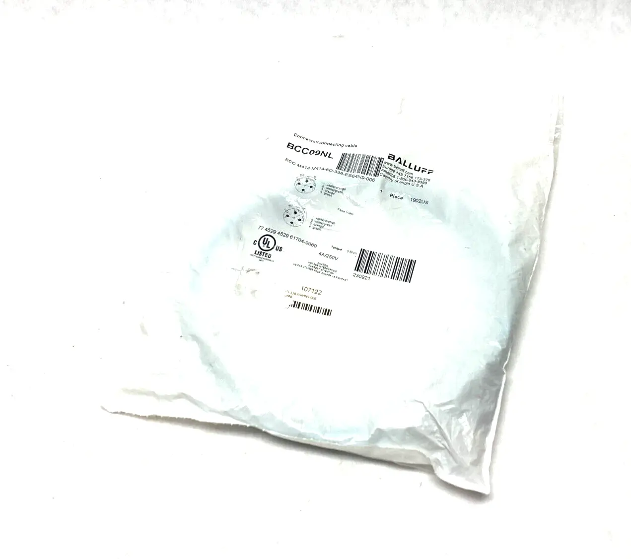 New | in-Stock BALLUFF DOUBLE ENDED CORDSET M12 MALE TO M12 MALE Cable & Wire | Maverick Industrial Sales #1113891