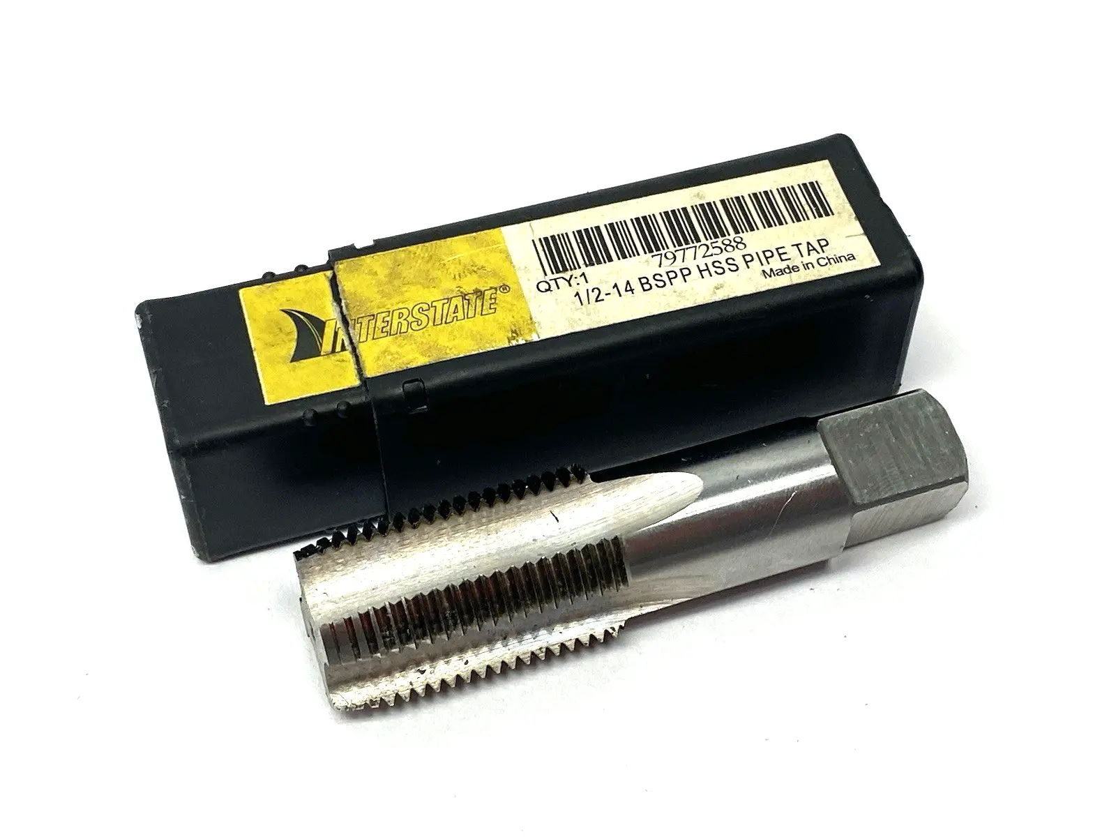 USED INTERSTATE BRITISH STANDARD PIPE TAP 1/2-14 BSPP HSS 4-FLUTE PLUG CHAMF