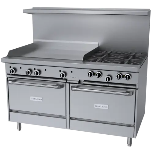 Garland G60-4G36RR 60" 4 Burner Gas Range w/ Griddle & (2) Space Saver Ovens, Natural Gas