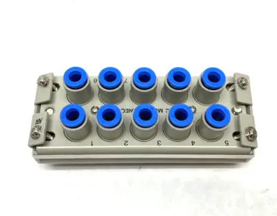 USED SMC MULTICONNECTOR PNEUMATIC MANIFOLD 6MM 10-PORT