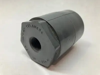 USED CELANESE 1-1/2" X 1/2" REDUCER BUSHING FLUSH STYLE PVC-I NSF 3-3/8" OAL