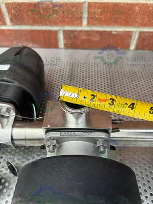 USED 5 ITT PURE-FLO STAINLESS STEEL DIAPHRAGM VALVES W/ 2" TO 1/2" SANITARY FITTING