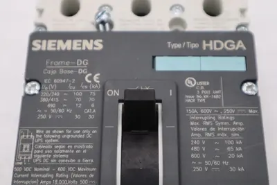 SIEMENS HDX3B060 60 AMP 600V 3 PHASE HDGA TYPE CIRCUIT BREAKER STK H1432
