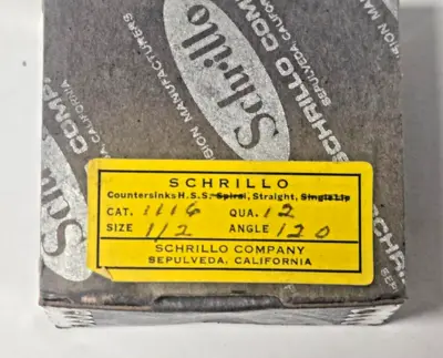Schrillo 1/2" High Speed Steel Countersink 120 Degree #1116 USA Lot of 3
