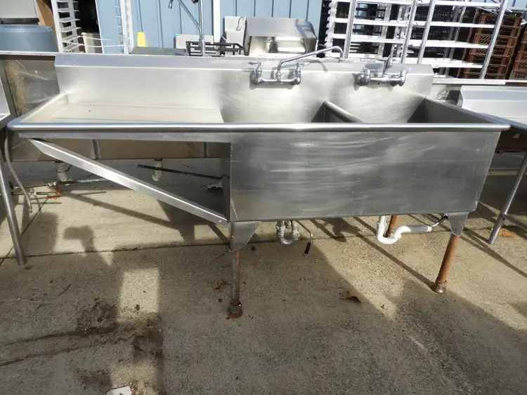 Used Falcon Restaurant Supply Used 2 Bay Stainless Steel Commercial Sink with Twist Drains - SS23 Sinks Illinois US | Falcon Restaurant Supply #1376466
