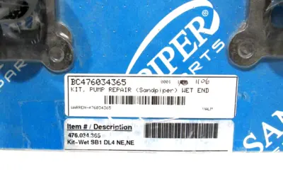NEW SANDPIPER 476.034.365 WET END PUMP REPAIR KIT SB1 DL4 NE,NE 476034365