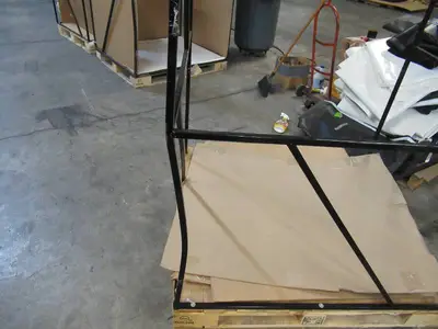 Welded Black Metal Frame Built to Fit Onto Pallets with Angled Roof - Perfect for Projects