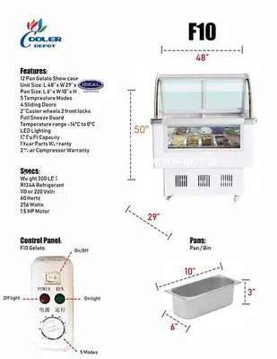 12 PAN GELATO ICE CREAM DISPLAY CASE