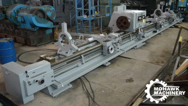 32" X 252/120" (21'/10') LODGE & SHIPLEY "SUPERTURN 3220W" DUAL-SIDE HOLLOW-SPINDLE OIL COUNTRY ENGINE BORING LATHE w/12-5/8” HOLE THRU SPINDLE - (2) 24” CUSHMAN HOLLOW-SPINDLE 4-JAW CHUCKS