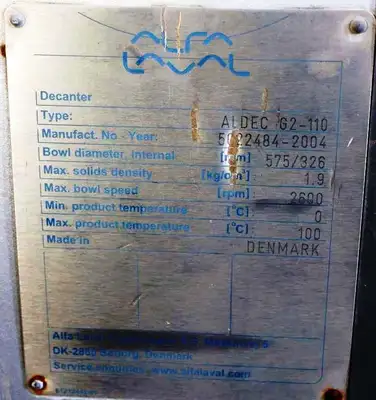Alfa-Laval ALDEC G2-110 Smart decanter centrifuge, Duplex SS.