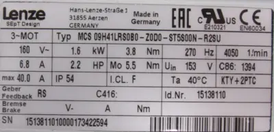 NEW LENZE GST05-2S-VBR-09HC41 SERVO GEAR MOTOR MCS09H41LRS0B0-Z0D0-ST5S00N-R2SU