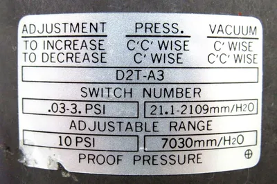 NEW BARKSDALE D2T-A3 PRESSURE/VACUUM SWITCH D2TA3