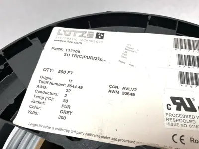 USED LUTZE SUPERFLEX® TRONIC (C) PUR SHIELDED C-TRACK CABLE SOLD IN 10' UNIT