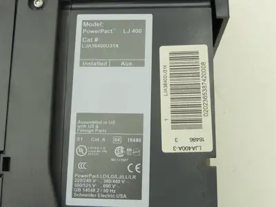 Schneider LJA36400U31X Square D Powerpact 400A Circuit Breaker 600V I-Line