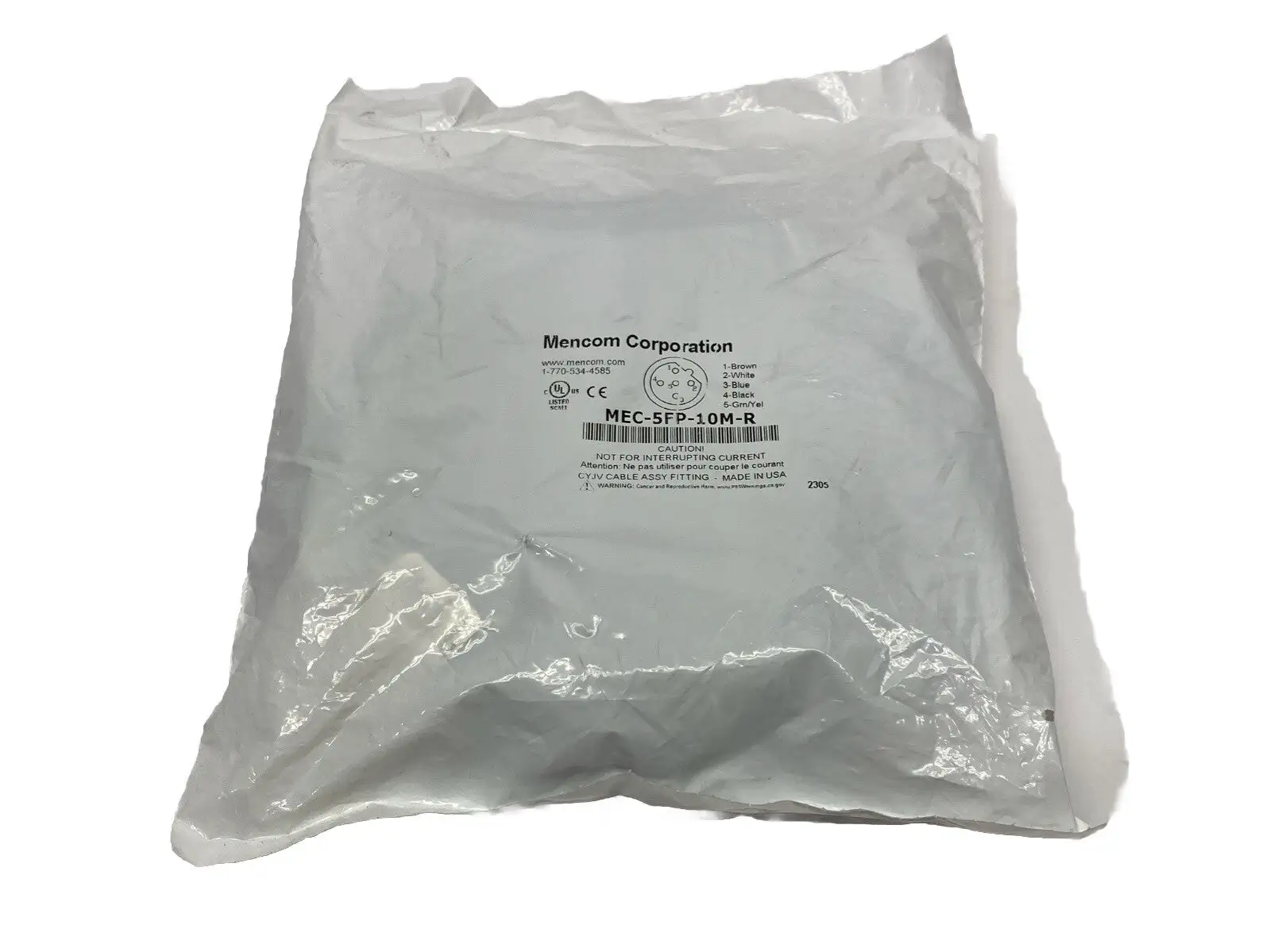 New | in-Stock Mencom Right Angle Single End Cordset Female M12 5-Pin 10m Cable & Wire Michigan US | Maverick Industrial Sales #1392613
