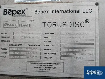 USED Strong Scott Strong Scott Bepex Torsdisc Dryer, Model TDJS-26-7