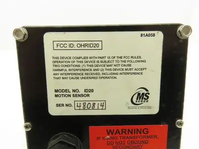 MS Sedco ID20 Industrial Door Microwave Motion Sensor 10.525GHz 12-24V AC/DC
