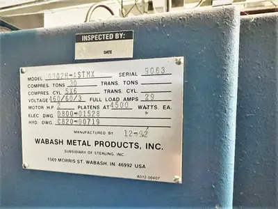 USED 1992 WABASH WABASH G302H-ASTMX PRESS