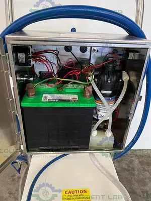 USED LAFFERTY PORTABLE 14 G AIRLESS FOAM HOSE DROP STATION  W/ NOCO BATTERY CHARGER