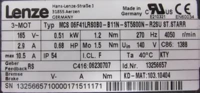 NEW LENZE MCS06F41LRS0B0-B11N-ST5S00N-R2SU SERVO MOTOR ST.STARR